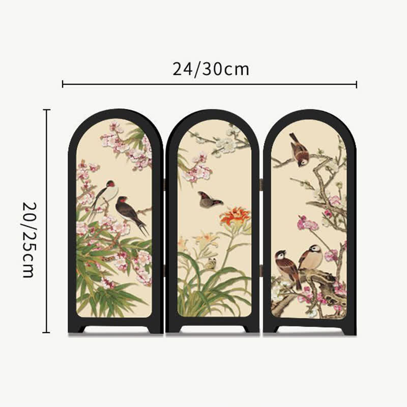 Floral Bird Folding Screen Desktop Painting