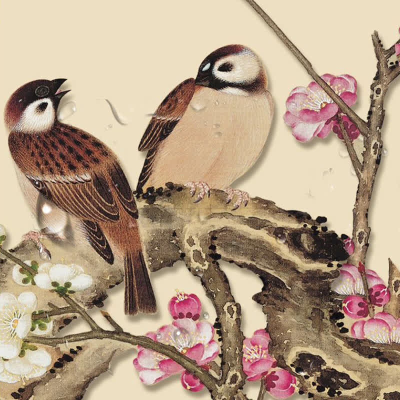 Floral Bird Folding Screen Desktop Painting