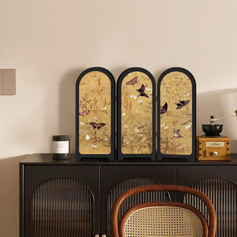 Floral Bird Folding Screen Desktop Painting
