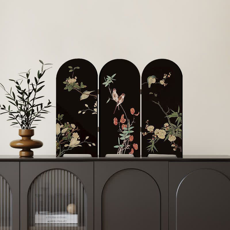 Floral Bird Folding Screen Desktop Painting