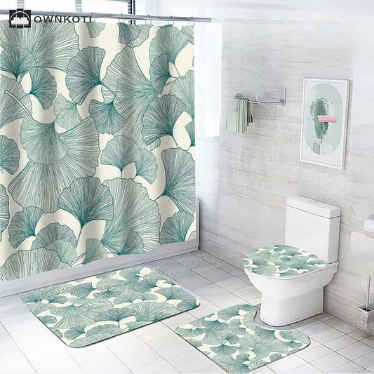 Plant Leaves Waterproof Shower Curtain