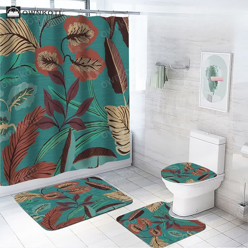 Plant Leaves Waterproof Shower Curtain