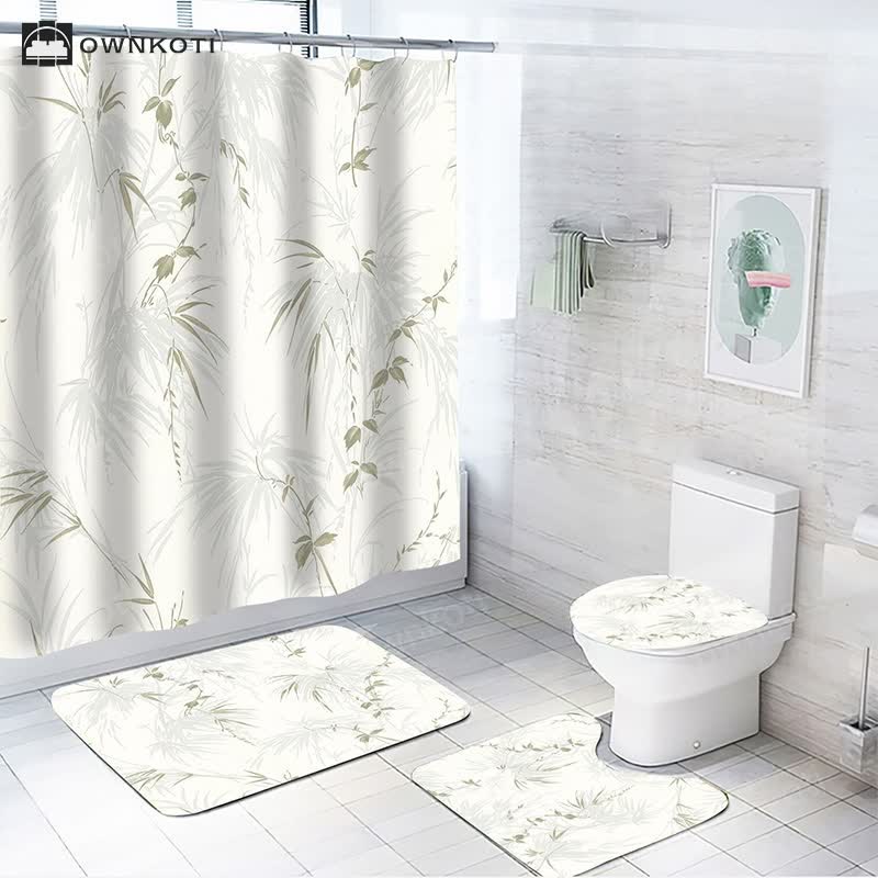 Plant Leaves Waterproof Shower Curtain