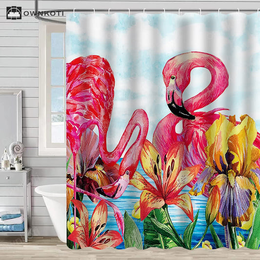 Flamingo Waterproof Decorative Shower Curtain