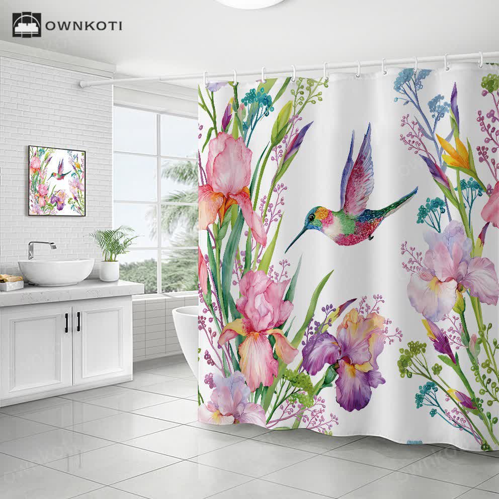 Floral Bird Waterproof Decorative Shower Curtain