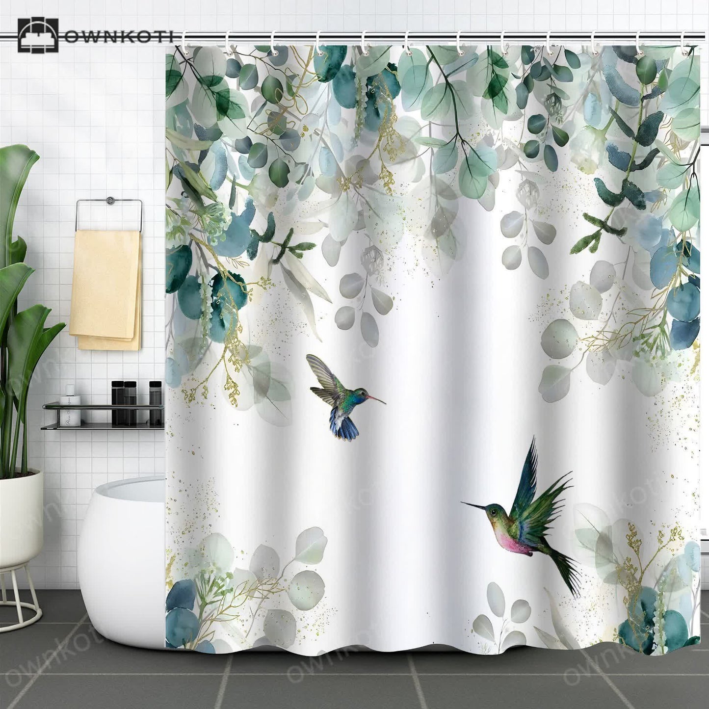 Floral Bird Waterproof Decorative Shower Curtain