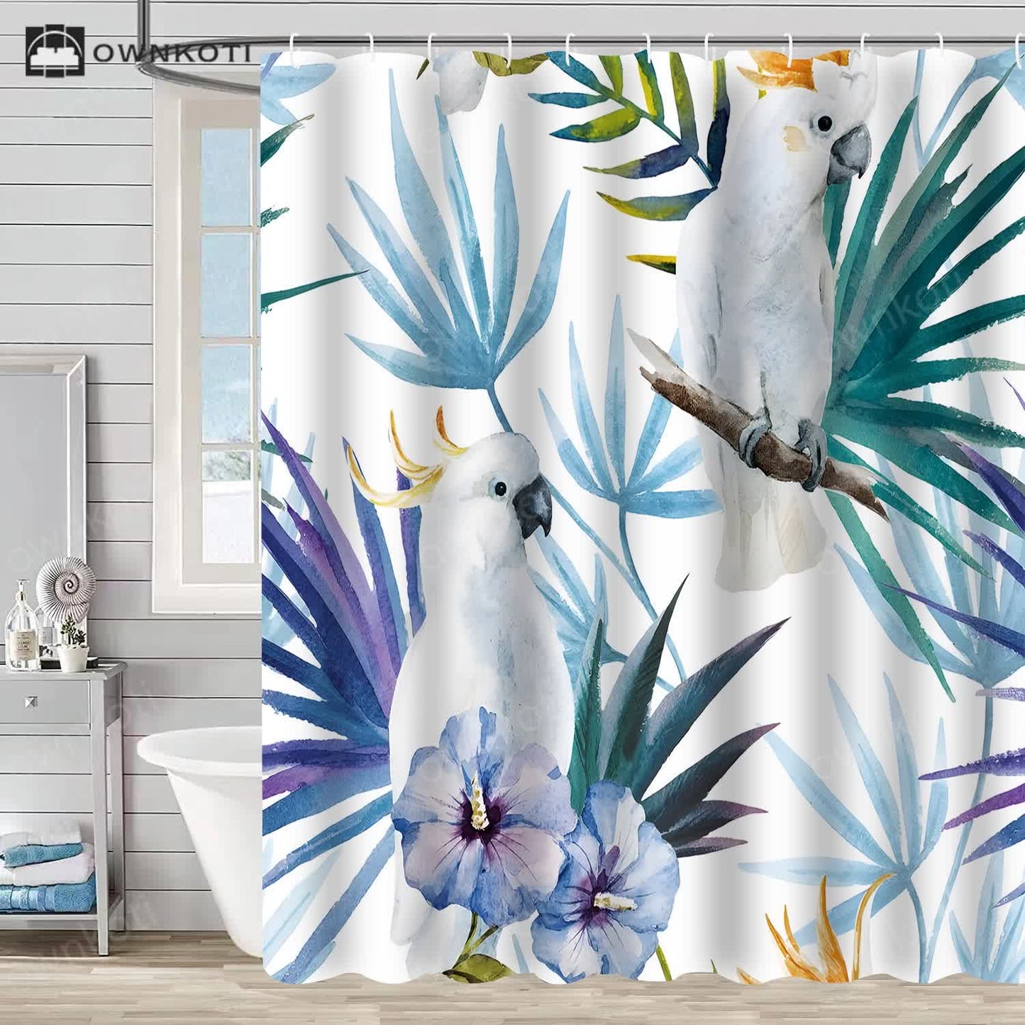 Floral Bird Waterproof Decorative Shower Curtain