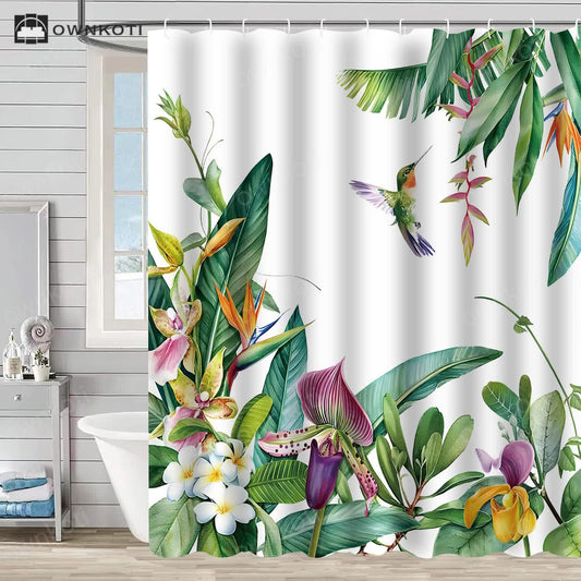 Floral Bird Waterproof Decorative Shower Curtain