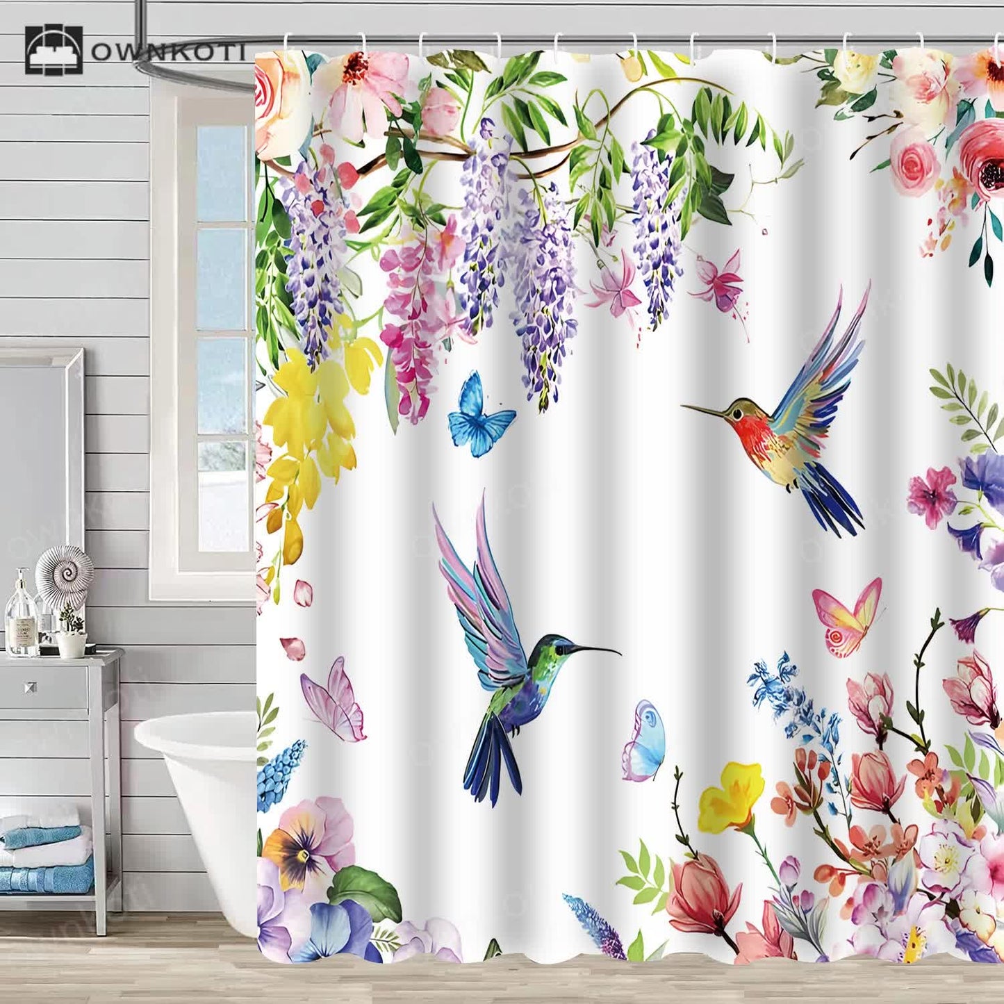 Floral Bird Waterproof Decorative Shower Curtain