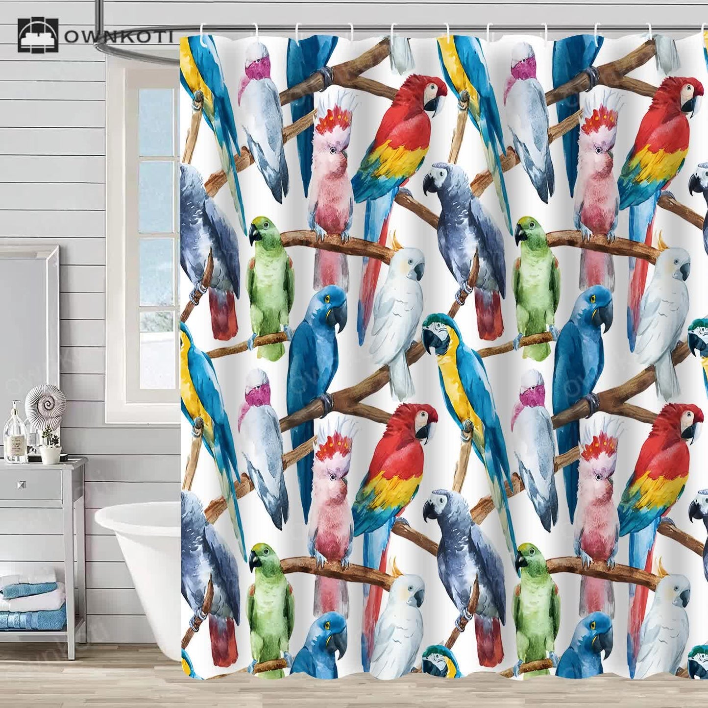 Floral Bird Waterproof Decorative Shower Curtain
