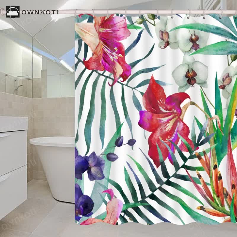 Waterproof Tropical Style Shower Curtain