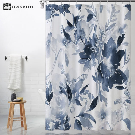 Elegant Floral Waterproof Decorative Shower Curtain