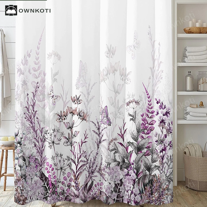 Elegant Floral Waterproof Decorative Shower Curtain