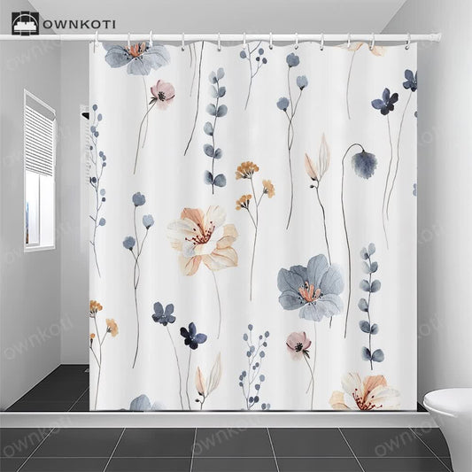 Elegant Floral Waterproof Decorative Shower Curtain