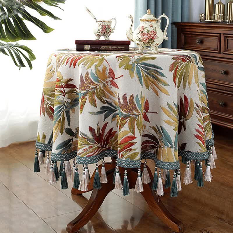Chenille Jacquard Elegant Floral Tablecloth