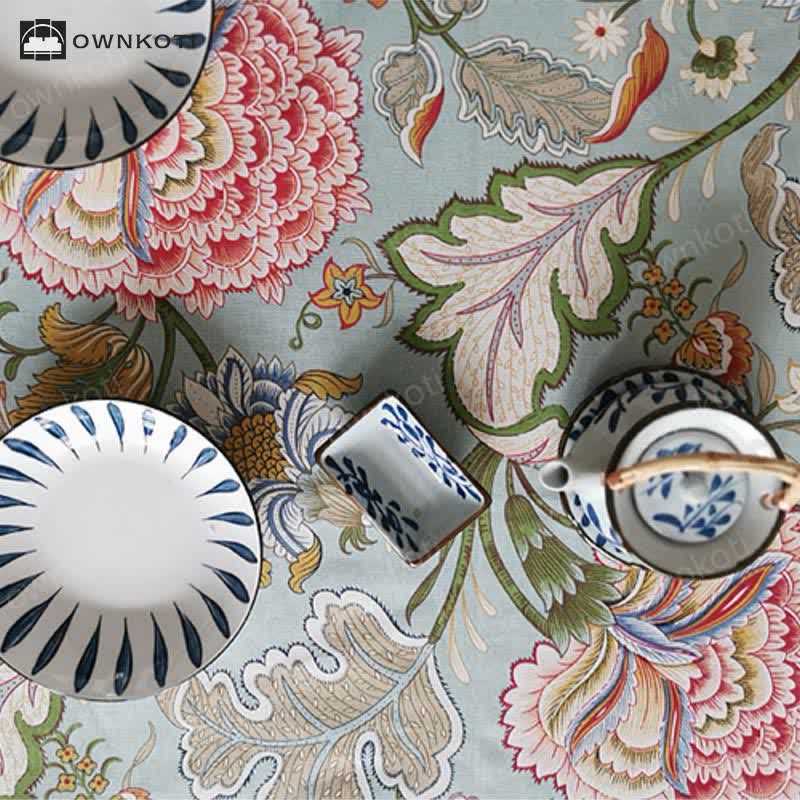 Vintage Boho Floral Pattern Tablecloth