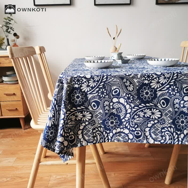 Vintage Boho Floral Pattern Tablecloth
