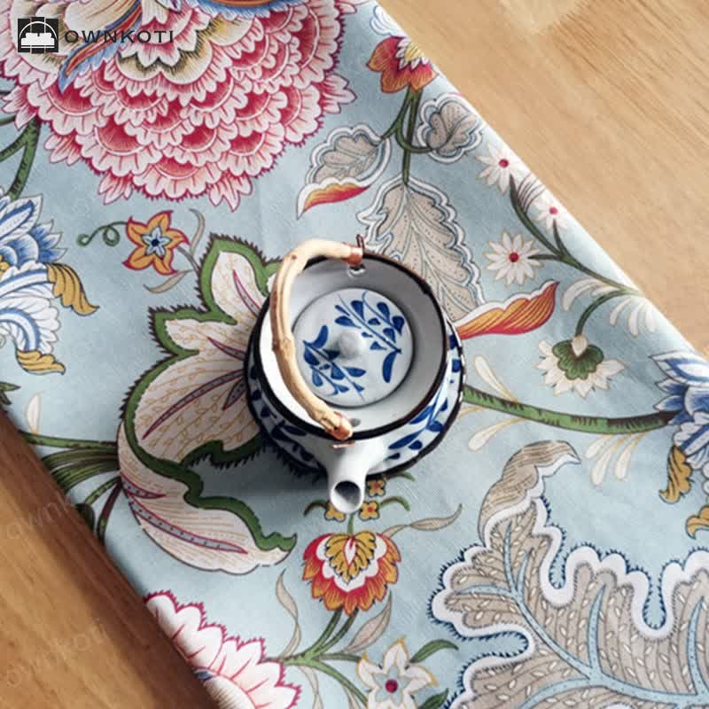 Vintage Boho Floral Pattern Tablecloth
