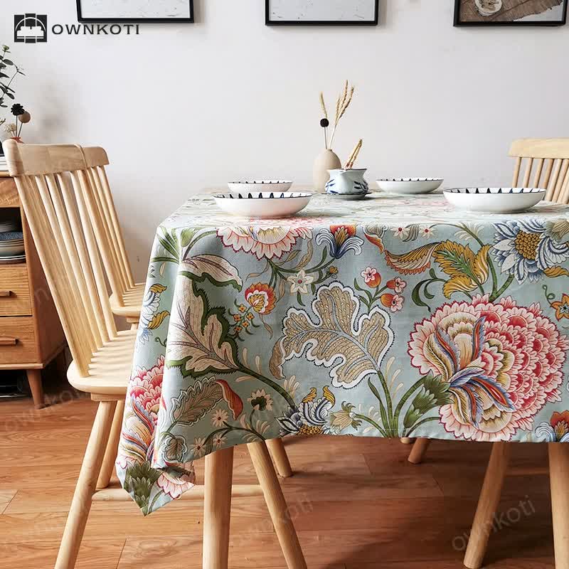 Vintage Boho Floral Pattern Tablecloth