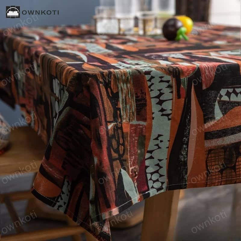 Retro Ethnic Abstract Art Tablecloth