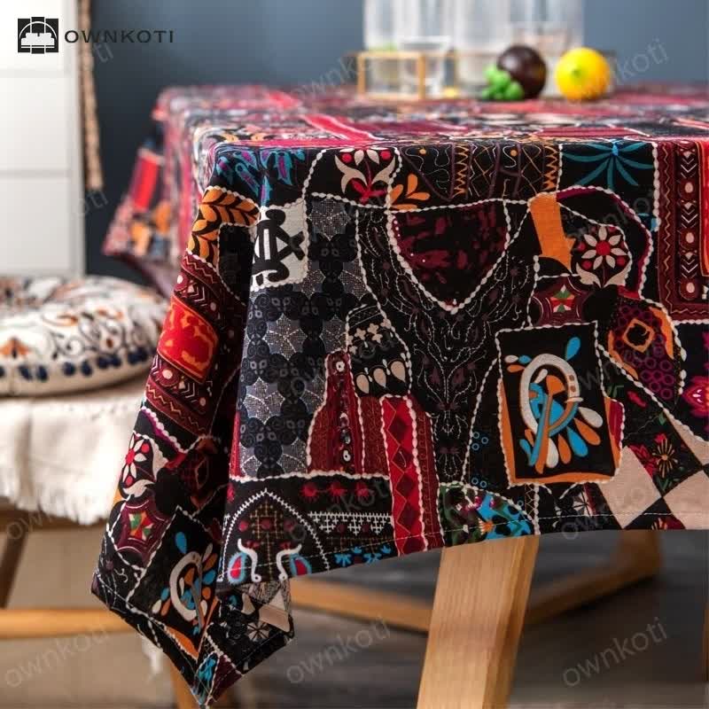 Retro Ethnic Abstract Art Tablecloth