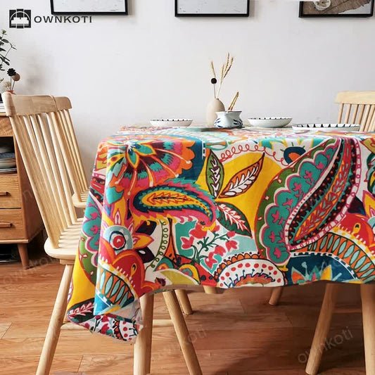 Colorful Vintage Ethnic Style Floral Tablecloth