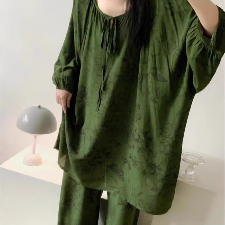 Ownkoti Retro Plus Size Soft Floral Nightwear Set - image 6