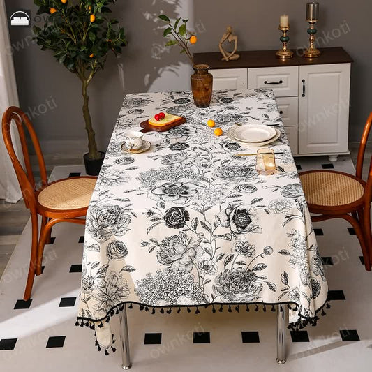 Hydrangea Ethnic Tassel Printed Tablecloth