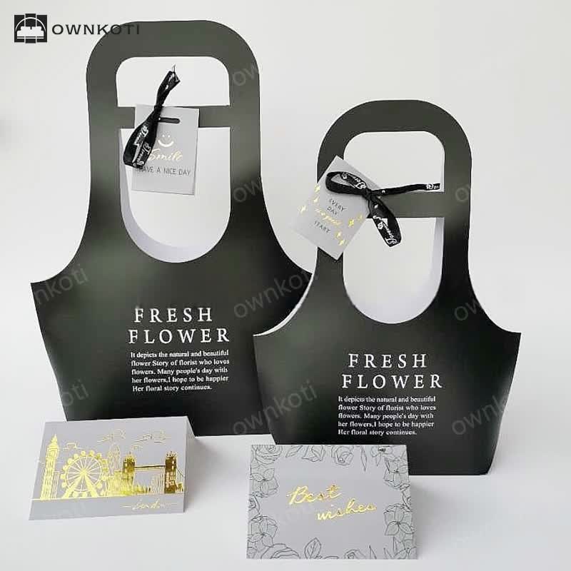 Kraft Paper Flower Gift Bags with Handle