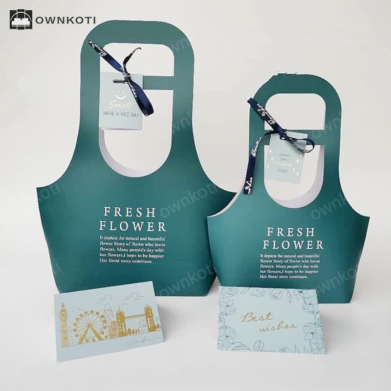 Kraft Paper Flower Gift Bags with Handle