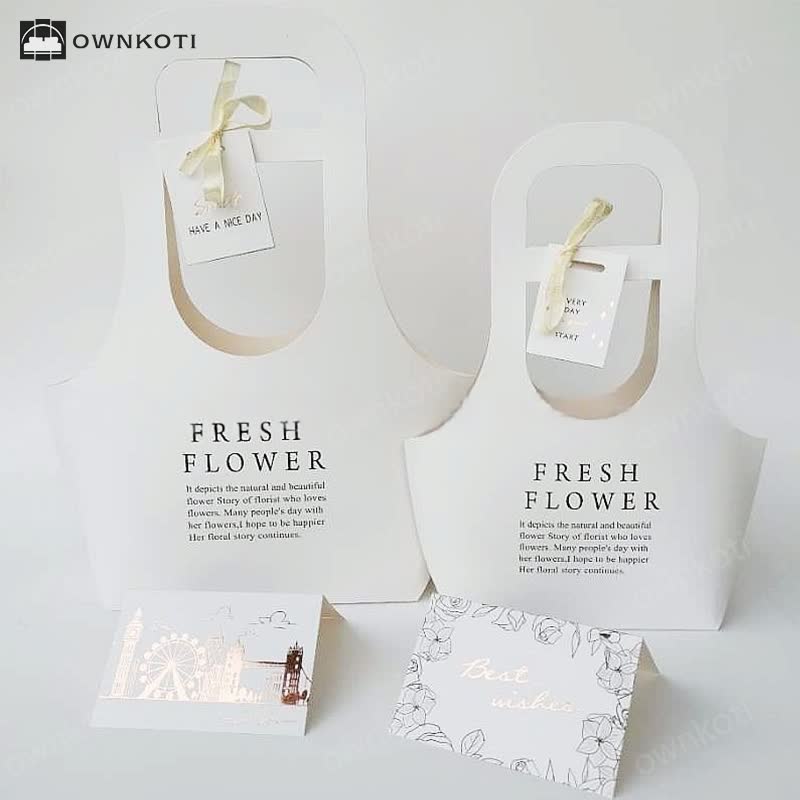 Kraft Paper Flower Gift Bags with Handle