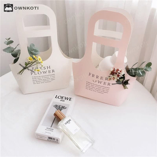 Kraft Paper Flower Gift Bags with Handle