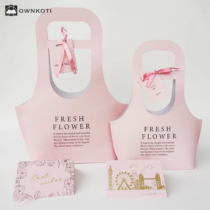 Kraft Paper Flower Gift Bags with Handle