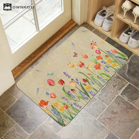 Vintage Spring Floral Decorative Floor Mat