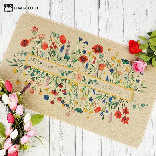 Vintage Spring Floral Decorative Floor Mat