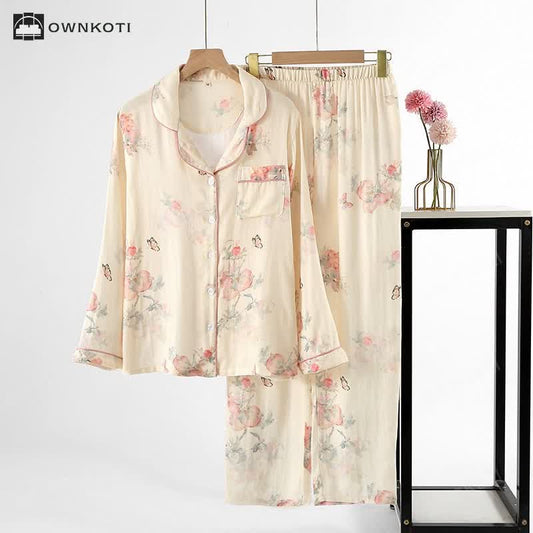 Floral Butterfly Soft Satin Loungewear