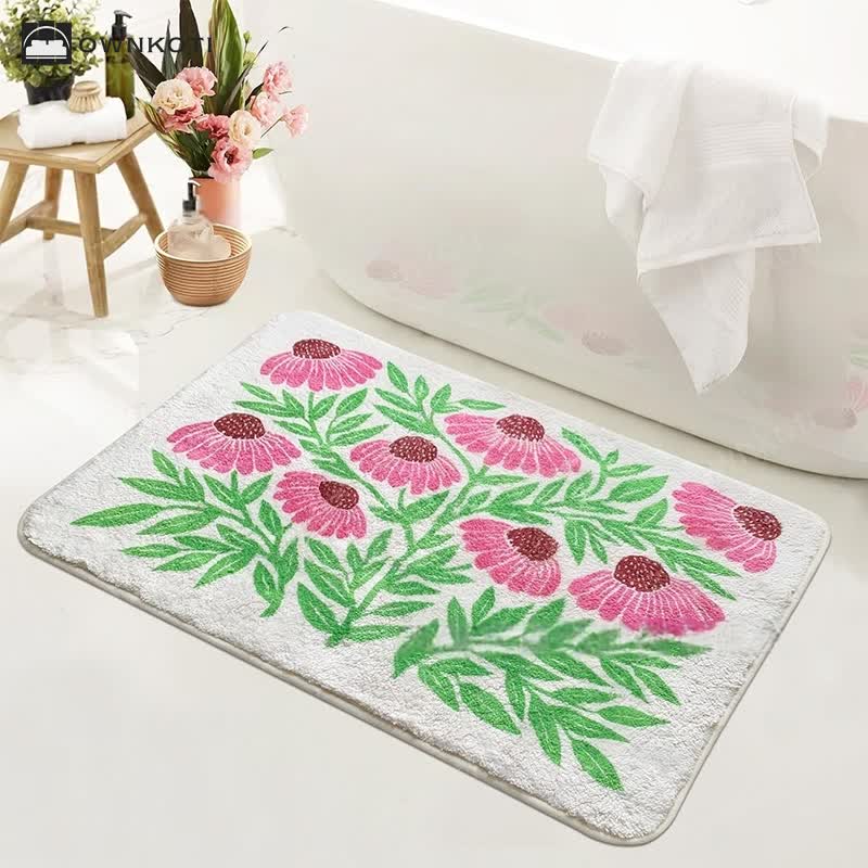 Pastoral Style Plant & Flower Absorbent Floor Mat