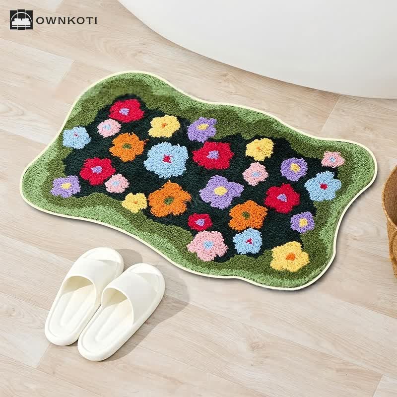 Pastoral Style Plant & Flower Absorbent Floor Mat