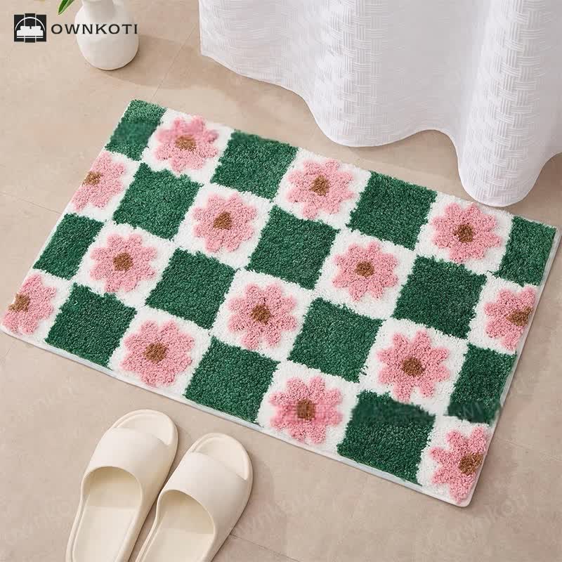 Pastoral Style Plant & Flower Absorbent Floor Mat