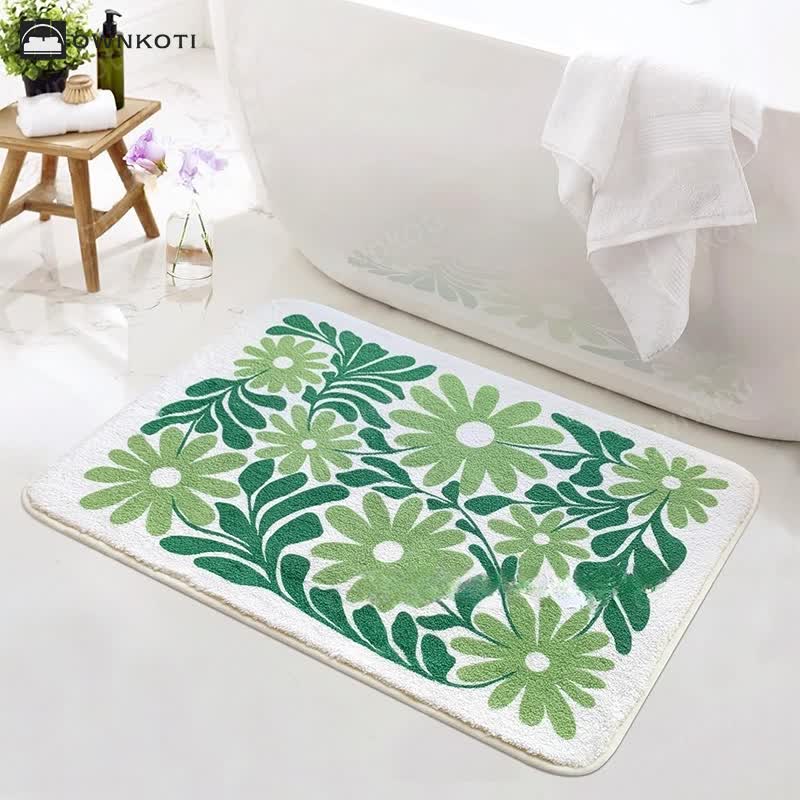 Pastoral Style Plant & Flower Absorbent Floor Mat