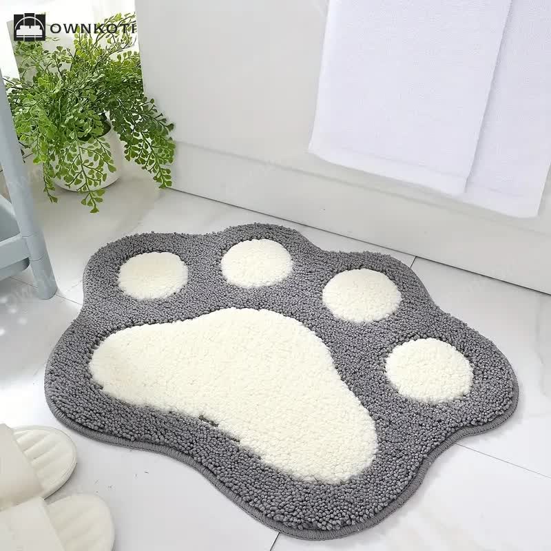 Cute Cartoon Paw Absorbent Floor Mat