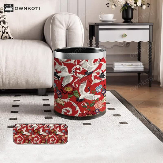 Double Barrel Vintage Floral Durable Trash Bin