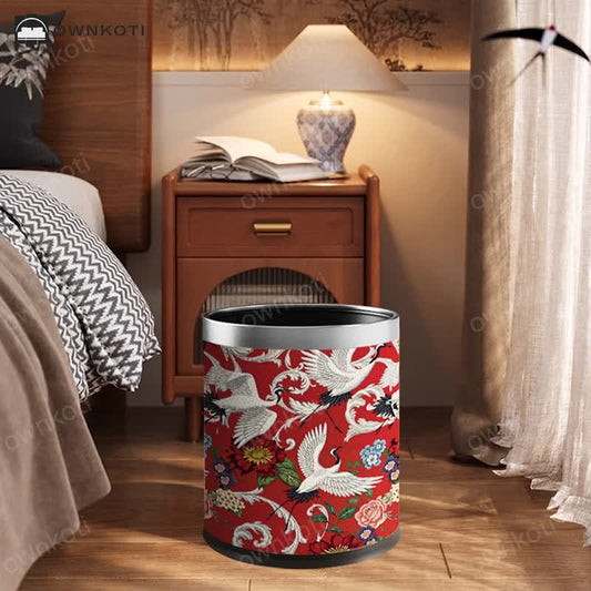 Double Barrel Vintage Floral Durable Trash Bin