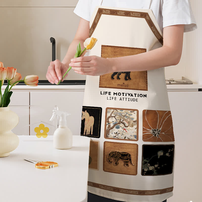 Vintage Animal Pattern Waterproof and Oil Resistant Apron