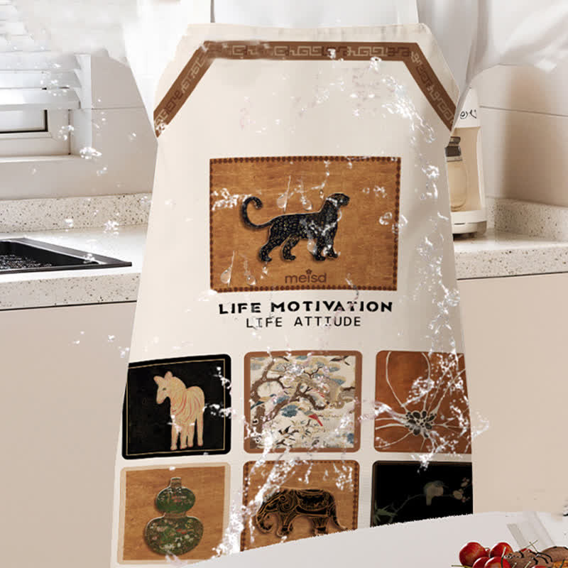 Vintage Animal Pattern Waterproof and Oil Resistant Apron
