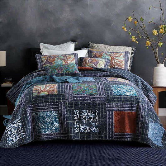 Retro Paisley Quilted Cotton Bedding Set(3PCS)