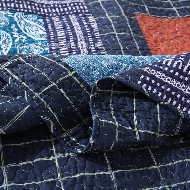 Retro Paisley Quilted Cotton Bedding Set(3PCS)