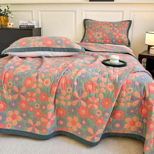 Refresh Floral Cotton Gauze Comfy Soft Quilt