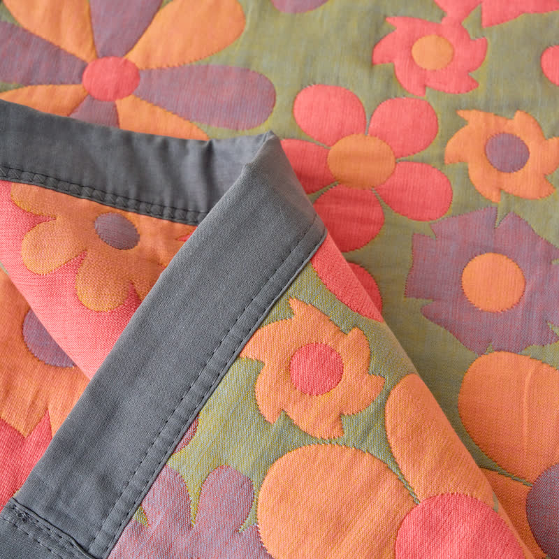 Refresh Floral Cotton Gauze Comfy Soft Quilt