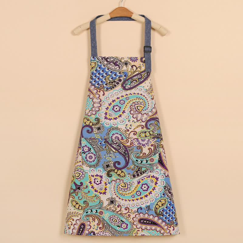 Retro Ethnic Style Floral Cotton Apron